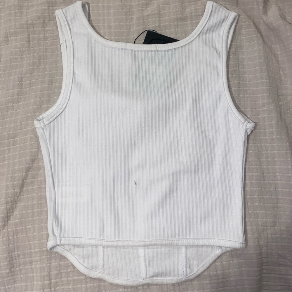 plt white boned corset top